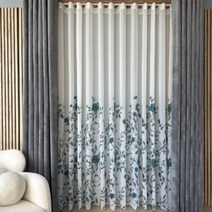 Perdea cu Flori/ Trandafir Turcoaz