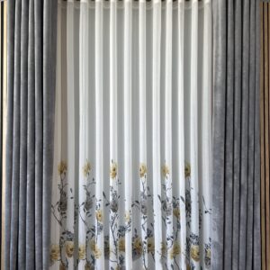 Perdea cu Flori/ Trandafir Mustar L4.90m/H2.55m cu Rejansa Wave