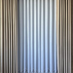 Perdea cu Model din In Gros Alb/Gri L5m/H2.60m cu Rejansa Wave