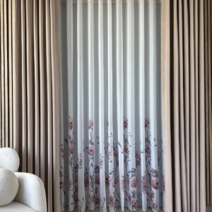 Perdea cu Flori/ Trandafir Rose L4.90m/H2.55m cu Rejansa Wave