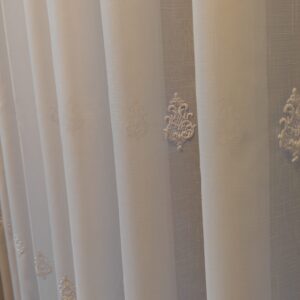 Perdea Isabelle din In cu  Broderie  Eleganta Alb 25PR049