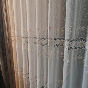 Perdea Brodata In cu Model Elegant 3 Randuri Alb