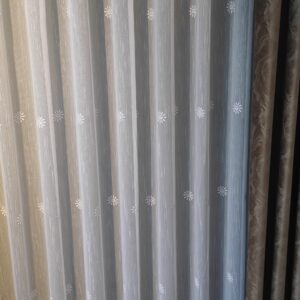 Perdea Mara din In cu  Broderie  Florala Alb 25PR405