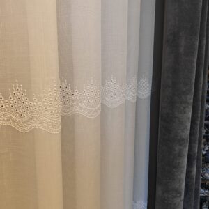 Perdea din In cu  Broderie  Eleganta Alb 6845