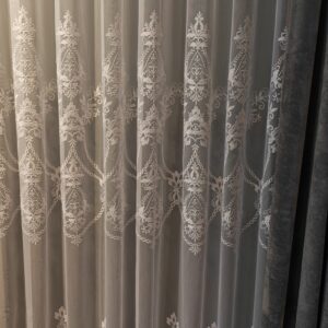 Perdea Mona din Bambus cu Broderie Albă 48107 L4.40m/H2.60m cu Rejansa Wave