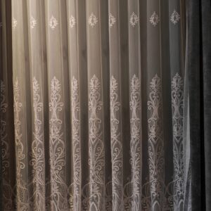 Perdea Aura din Bambus cu Broderie Albă 48109 L4.10m/H2.55m cu Rejansa Wave