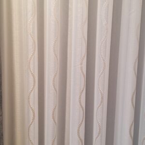 Perdea  din In cu  Broderie   Crem/Auriu