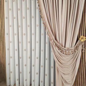 Perdea  din In cu  Broderie  Eleganta Maro 40444f