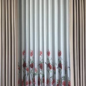 Perdea cu Flori/ Trandafir Rosu L4.90m/H2.55m cu Rejansa Wave