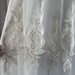 Perdea Vanessa cu Broderie Fina – Crem-Maro 25PR140