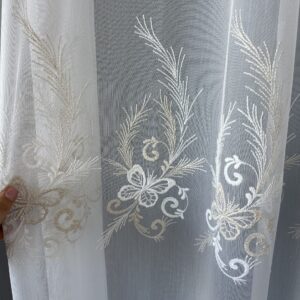 Perdea din Bambus Crem-Auriu cu Broderie Luxury Butterfly 24784