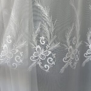 Perdea din Bambus Albă cu Broderie Luxury Butterfly 24784