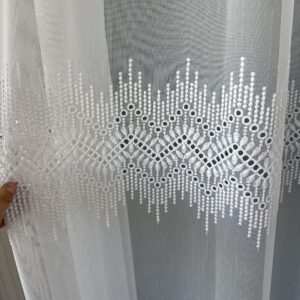 Perdea Brodata Model Elegant 12486 Alb