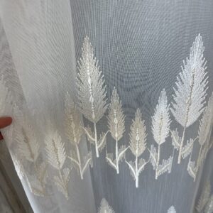 Perdea Bambus Brodat Model Copac Crem cu Auriu 25PR194