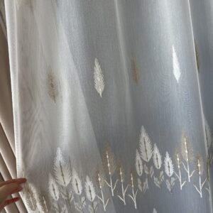 Perdea Bambus Brodat Model Copac Crem cu Maro L5m/H2.60m cu Rejansa Wave