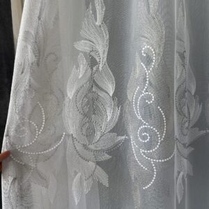 Perdea Vanessa  cu Broderie Fina Alb/Gri 25PR140