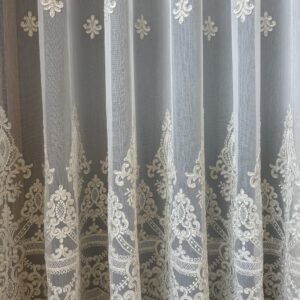 Perdea ANNA din Bambus  cu  Broderie  Fina Crem