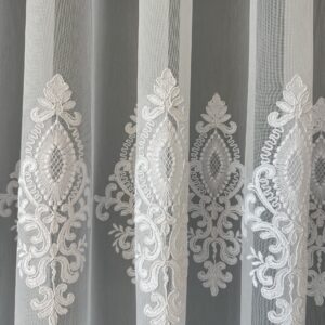 Perdea Daiana din Bambus  cu  Broderie  Eleganta Alb 25PR083