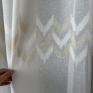 Perdea din In cu  Broderie  Eleganta Crem/Auriu 12626