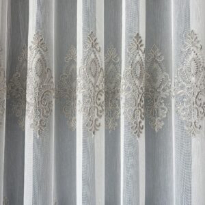 Perdea Daiana din Bambus  cu  Broderie  Eleganta Gri 25PR083