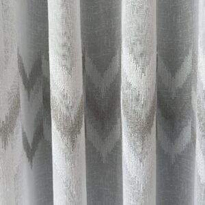 Perdea din In cu  Broderie  Eleganta Alb/Gri 12626