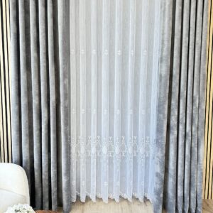 Perdea cu Broderie Eleganta Emma Alb L4.50m/H2.70m cu Pliu(sina de 2mt)