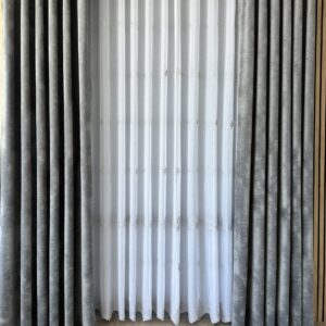 Perdea din In  cu Broderie Fina Gri Florense 25PR041