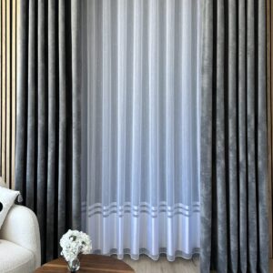 Perdea Ploita cu Dunga Alba