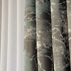 Draperie Elegantă Bella cu Textură Gri-Turcoaz L4.70m/H2.60 m cu Rejansa Wave