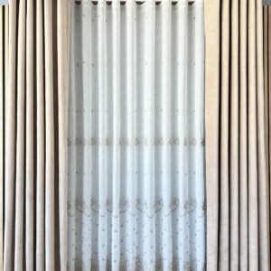 Perdea din In  cu Broderie Alb/Maro BRD6318/44-11