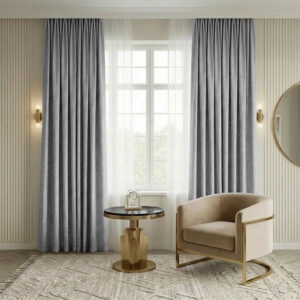 Draperie de Catifea Texturata Valencia Blackout 90% Gri Cenusiu