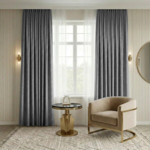 Draperie de Catifea Texturata Valencia Blackout 90% Gri Antracit