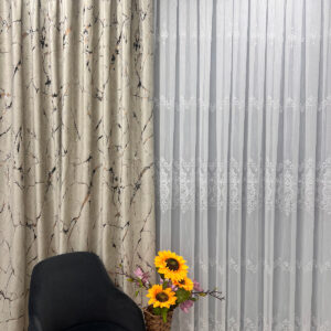 Perdea Brodata Model Elegant Crem L4m/H1.98m cu Pliu- Pliu(1.80m sina)