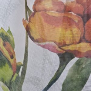 Perdea cu Flori/ Trandafir Mov-Portocaliu L4.90m/H2.55m cu Rejansa Wave