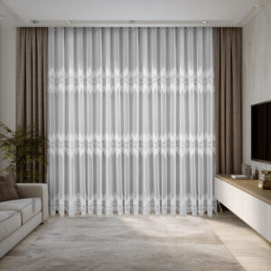 Perdea Steluta cu Broderie Eleganta Alb 12617 L8m/H2.37m cu Rejansa de Bara