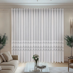 Perdea Dilara cu Broderie Eleganta Alba 25PR132  L3.20m/H2.68m cu Rejansa de 10 cm