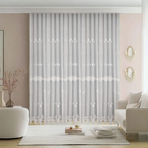 Perdea Arya cu Broderie Delux25PR141 Alb