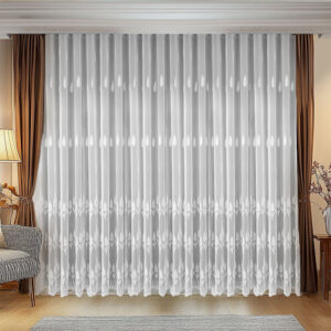 Perdea Jasmin cu Broderie  Moderna Alba 25PR194