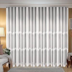 Perdea Elysa  cu Broderie Moderna  Alba 25PR104K