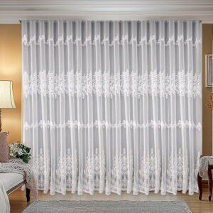 Perdea Reina cu Broderie Imperiala  Alb L5m/H2.55m cu Rejansa Wave