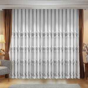 Perdea Carina cu Broderie Eleganta Alb/Gri 12710