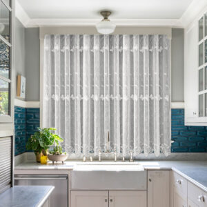 Perdea Brodata Bucatarie Lumière Alb-Gri 25PR163