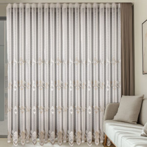 Perdea Delicata Samira cu Broderie  Alb /Maro 24441