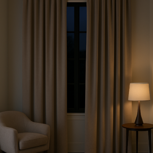 Draperie de Catifea Amsterdam Blackout 90% Bej Inchis L3.50m/H2.70m cu Rejansa de 8cm