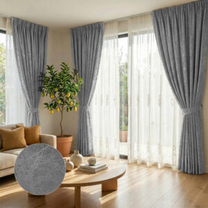 Draperie Cairo Luxury din Catifea cu Insertii   Blackout 80 % Gri