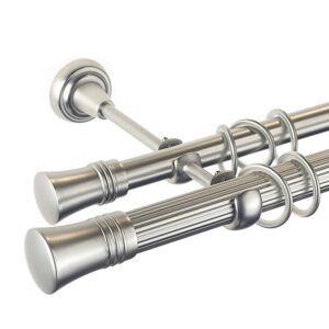 Capri Double – set galerie metalica dubla, teava Striata, Crom Mat 25/19 mm