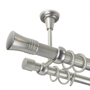 Capri – set galerie metalica dubla ,prindere tavan, teava Striata, Crom Mat 25/19 mm