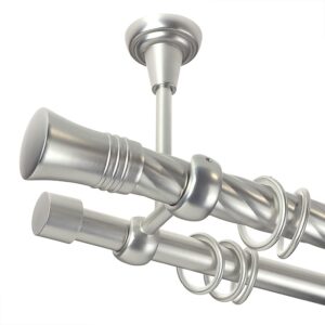 Capri – set galerie metalica dubla ,prindere tavan, teava Twister, Crom Mat 25/19 mm