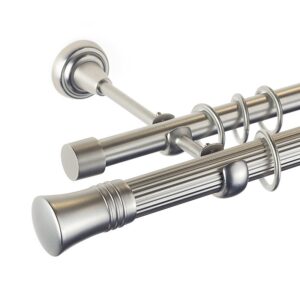 Capri – set galerie metalica dubla , teava Striata, Crom Mat 25/19 mm