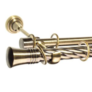 Capri – set galerie metalica dubla , teava Twister, Aur Antic 25/19 mm
